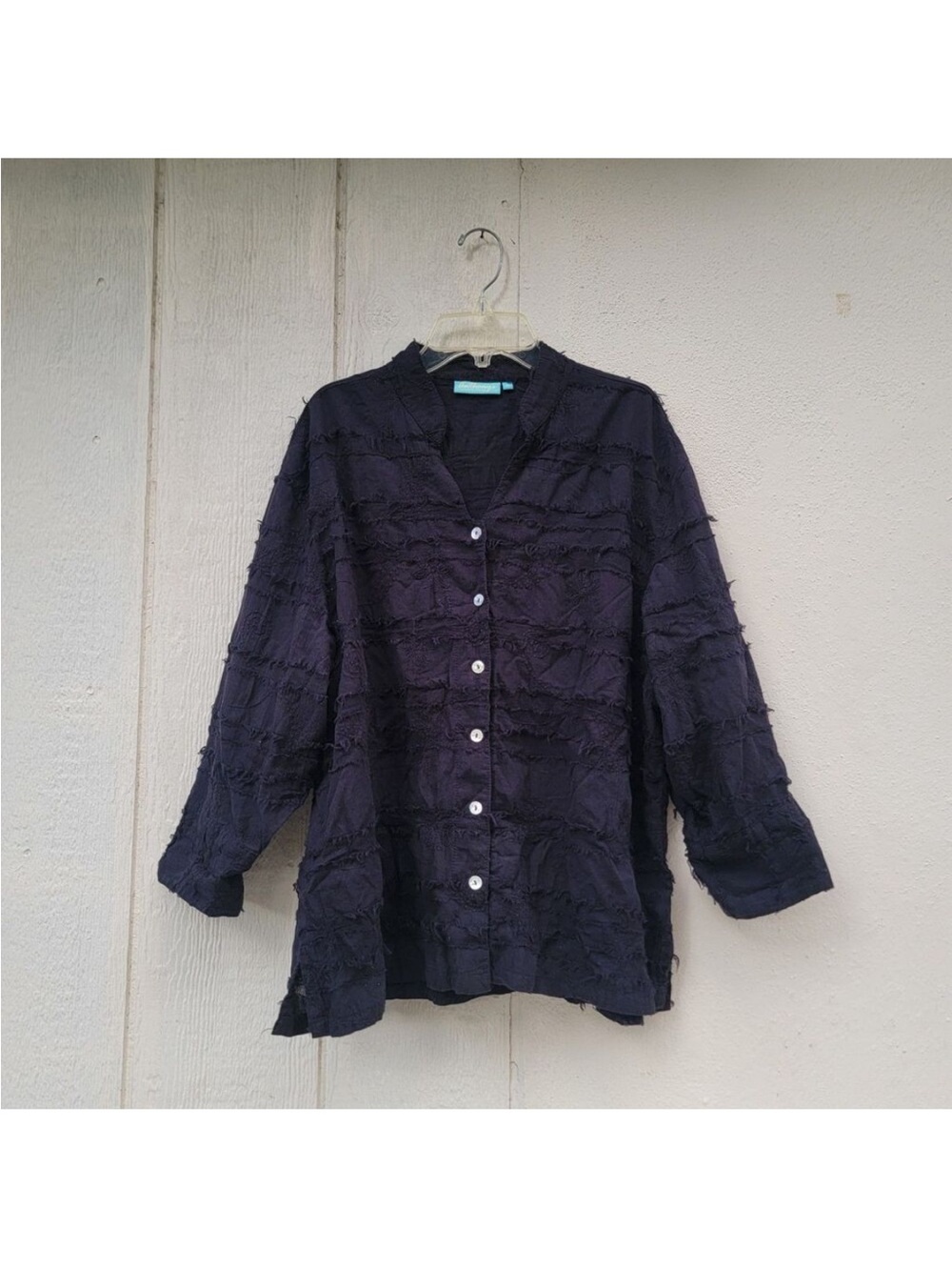 Textured Black Button-Down Shirt - Relaxed Fit